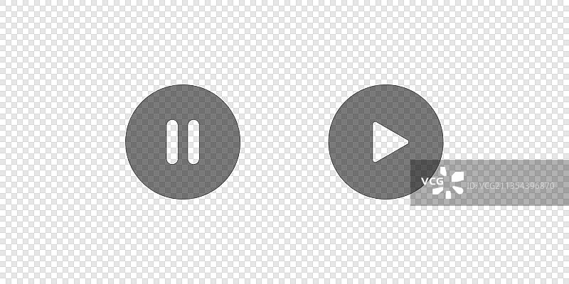 播放和暂停按钮图标集图片素材
