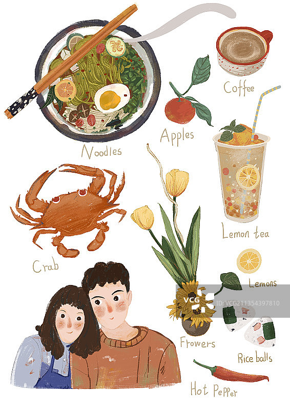 美食小清新插画手账图片素材