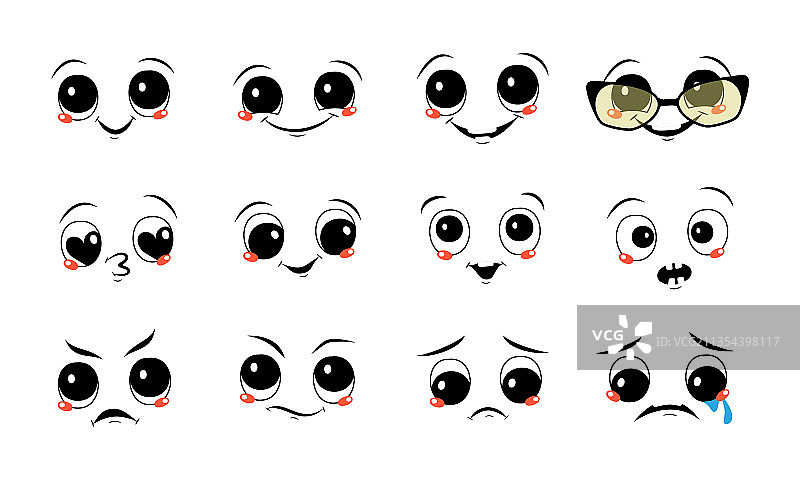 具有不同情绪的面部集合图片素材