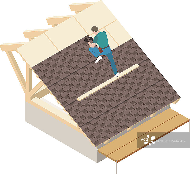 屋顶工人2.5D图图片素材
