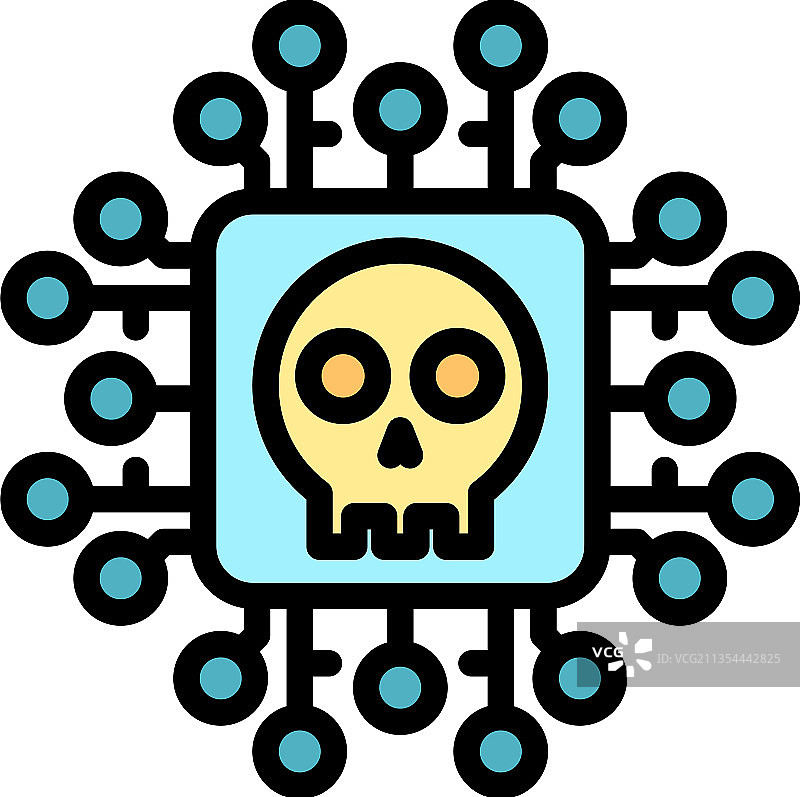 网络恶意软件彩色轮廓图标图片素材