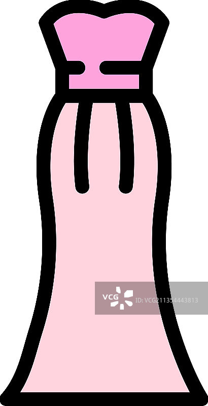 晚礼服婚纱图标彩色轮廓图片素材