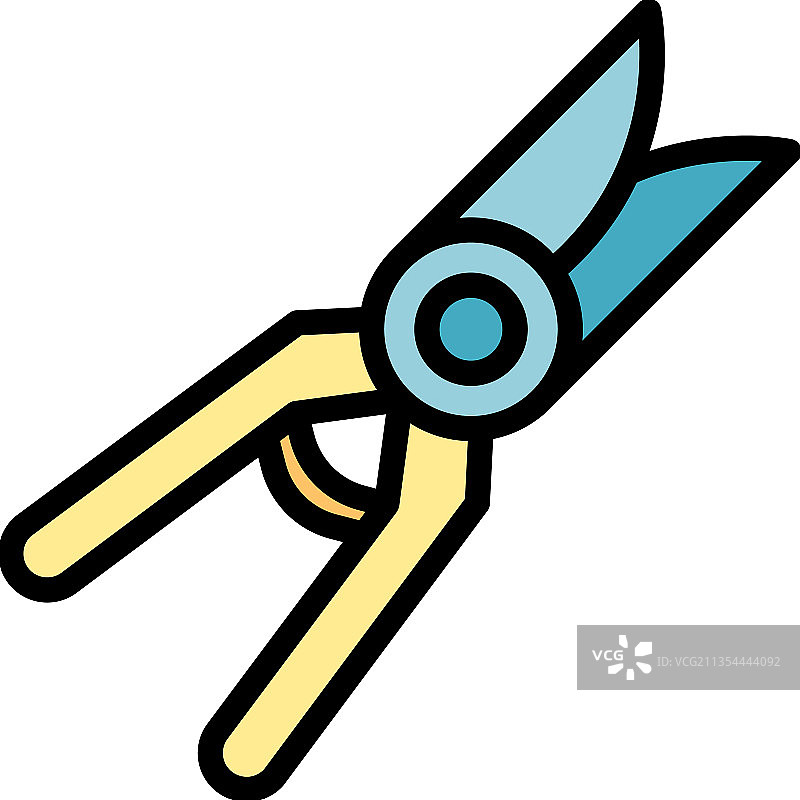 彩色轮廓园艺剪刀图标图片素材