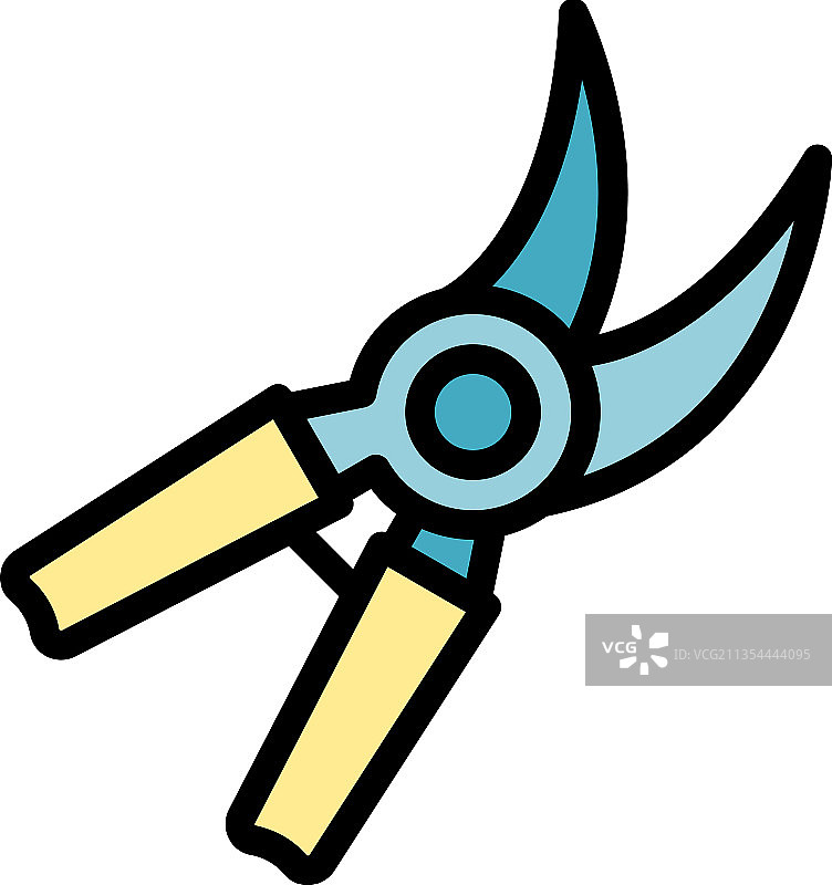 农场剪刀图标彩色轮廓图片素材