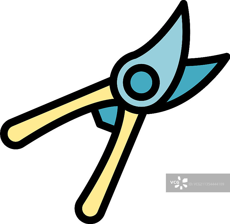 手持修枝剪图标（彩色轮廓）图片素材