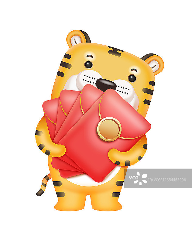 红包老虎矢量插画元素图片素材