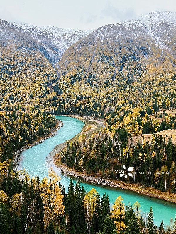 新疆喀纳斯月亮湾图片素材