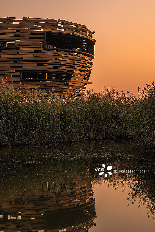 北京温榆河的夕阳落日图片素材