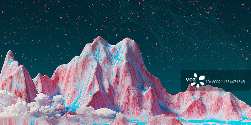 3D中国风山水元素插图图片素材