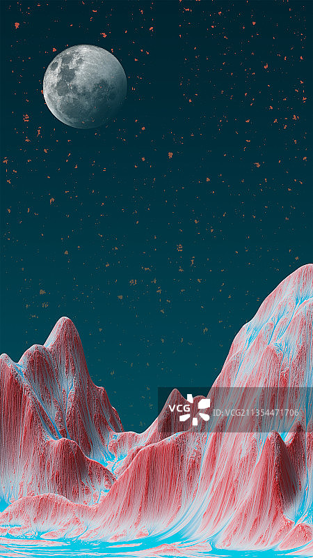 3D中国风山水元素插图图片素材