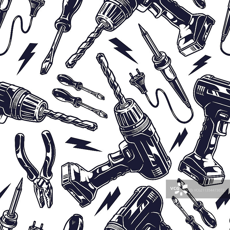 蓝领工人工具无缝图案图片素材