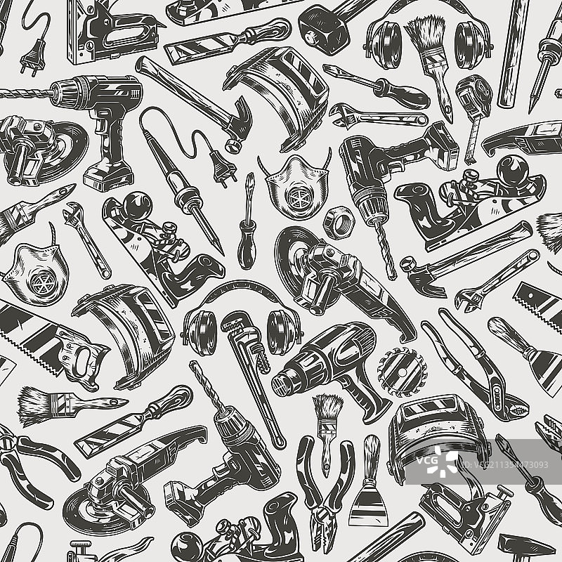 手动工作工具无缝图案图片素材