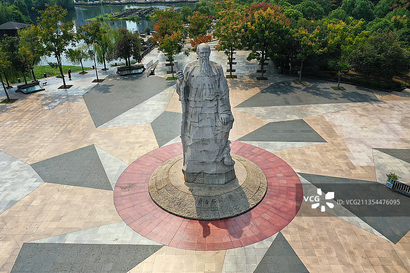湖南省湘潭市雨湖区白石公园齐白石纪念馆航拍图片素材