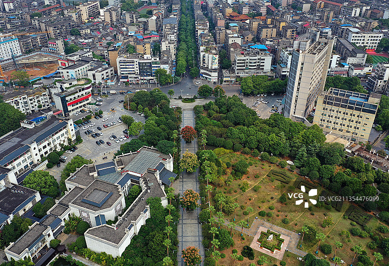 湖南省湘潭市雨湖区白石公园齐白石纪念馆航拍图片素材