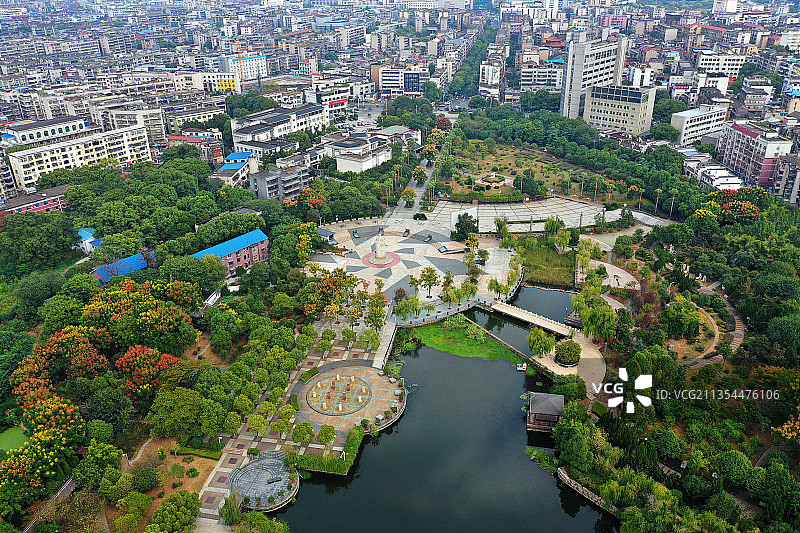 湖南省湘潭市雨湖区白石公园齐白石纪念馆航拍图片素材