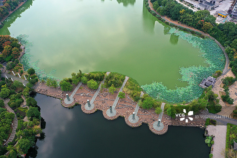 湖南省湘潭市雨湖区白石公园齐白石纪念馆航拍图片素材