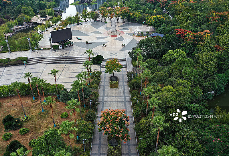 湖南省湘潭市雨湖区白石公园齐白石纪念馆航拍图片素材
