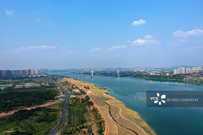 湖南省湘潭市雨湖区万楼景区航拍图片素材