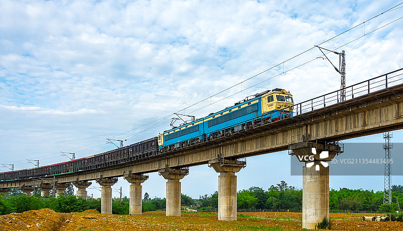 成都北编组站驶出的货运列车图片素材