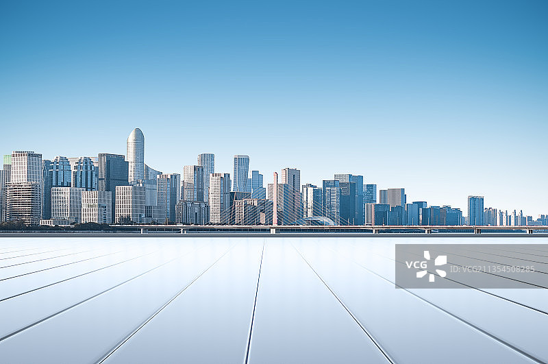 杭州城市建筑地板广场背景图片素材