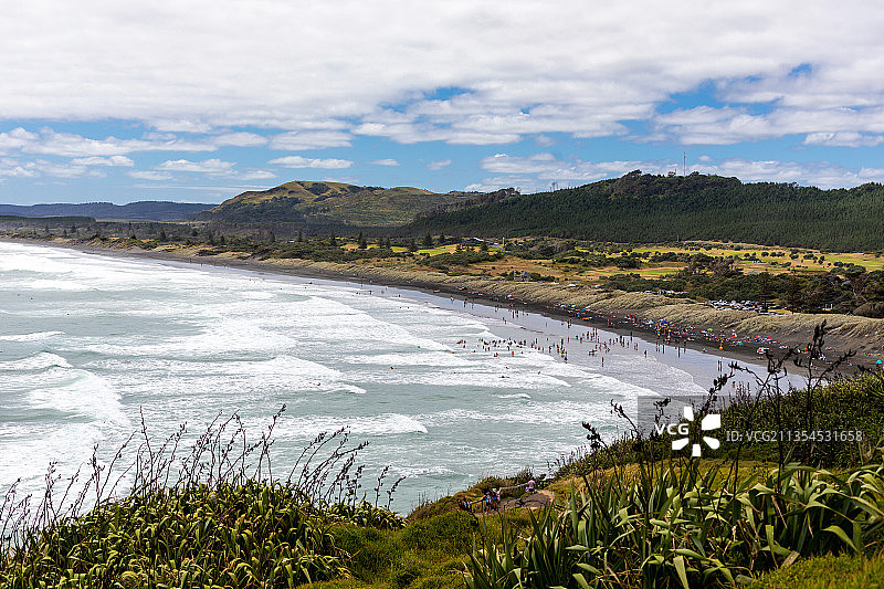 新西兰北岛奥克兰鸟岛Muriwai黑沙滩图片素材