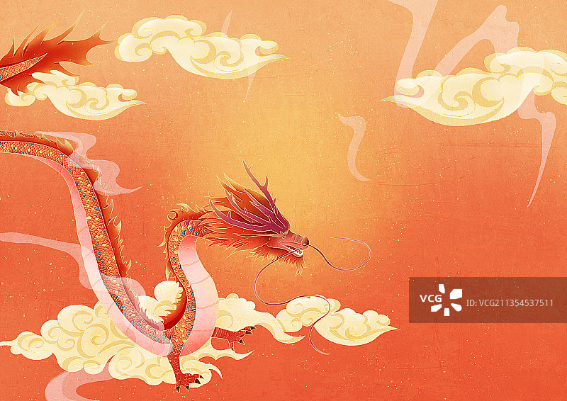 飞龙在天红色背景图片素材