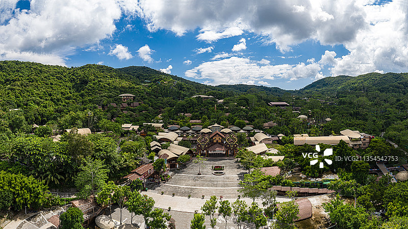 槟榔谷景区、热带雨林、非遗、海南文化、本土、黎族、航拍图片素材