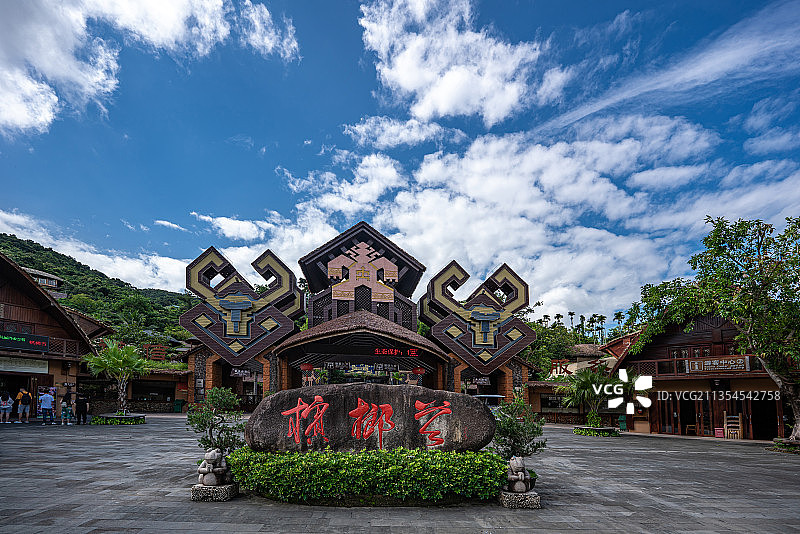 槟榔谷景区、热带雨林、非遗、海南文化、本土、黎族、景区大门图片素材