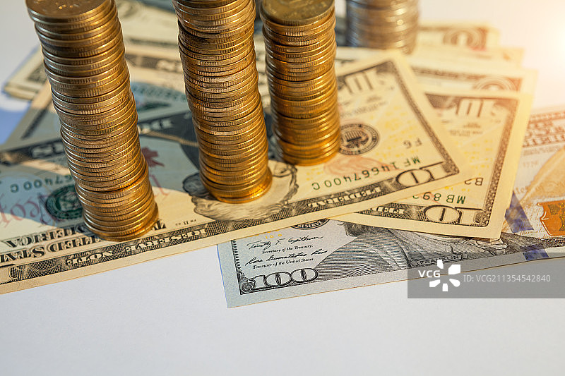 硬币美元商务静物图片素材