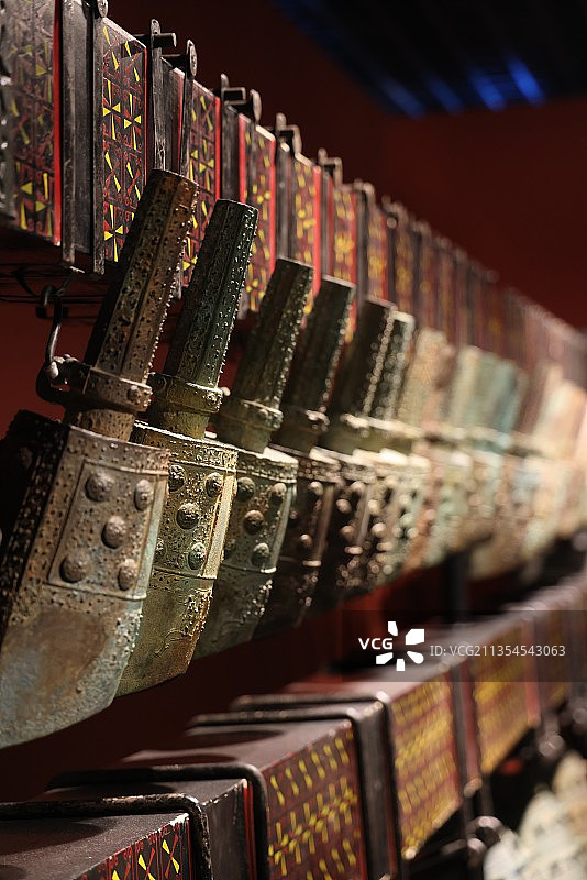 擂鼓墩二号墓出土的战国中期编钟图片素材