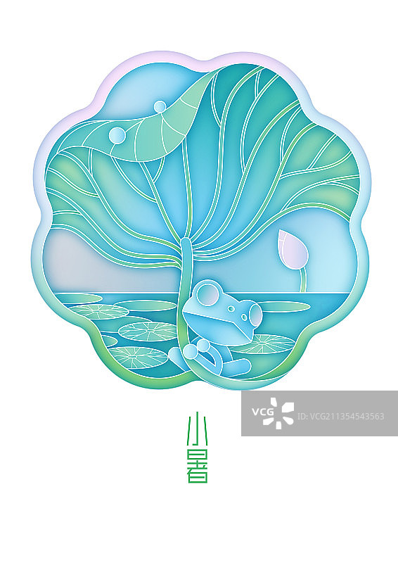 剪纸风节气-小暑图片素材