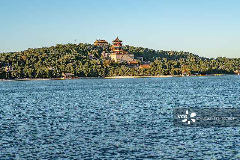 夏天颐和园全景佛香阁万寿山图片素材