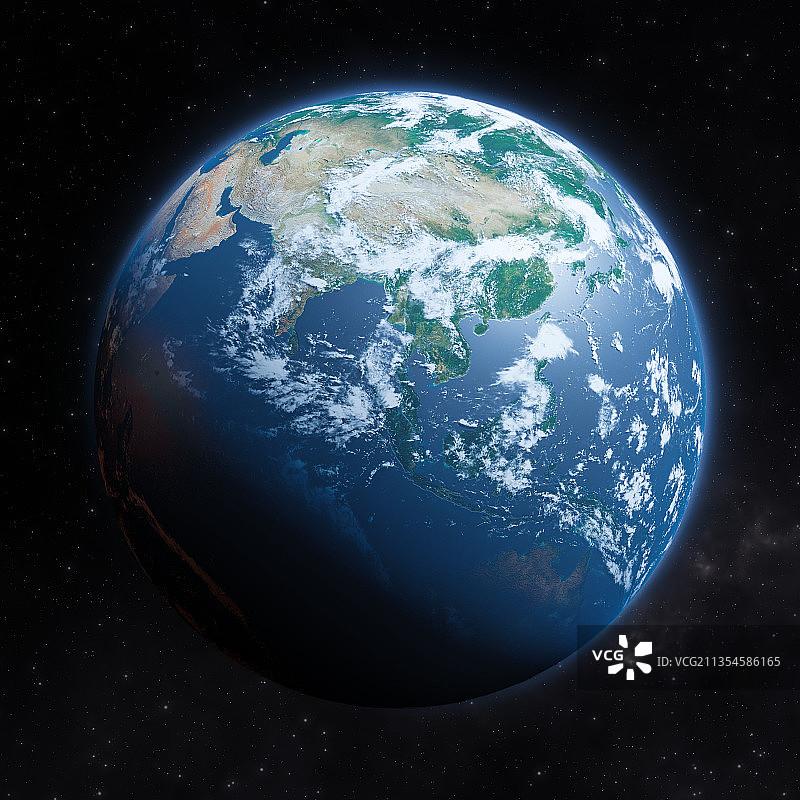 3D太空中的地球插图图片素材