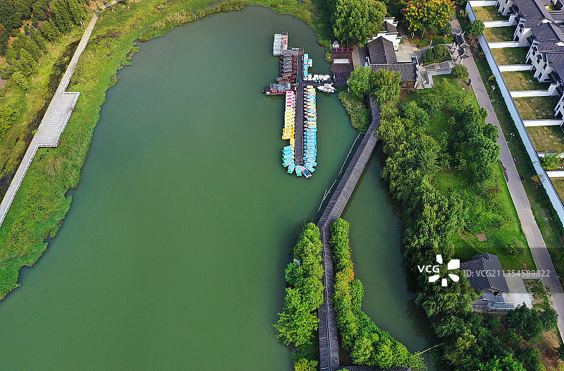 湖南省湘潭市雨湖区九华湖中华德文化公园航拍图片素材