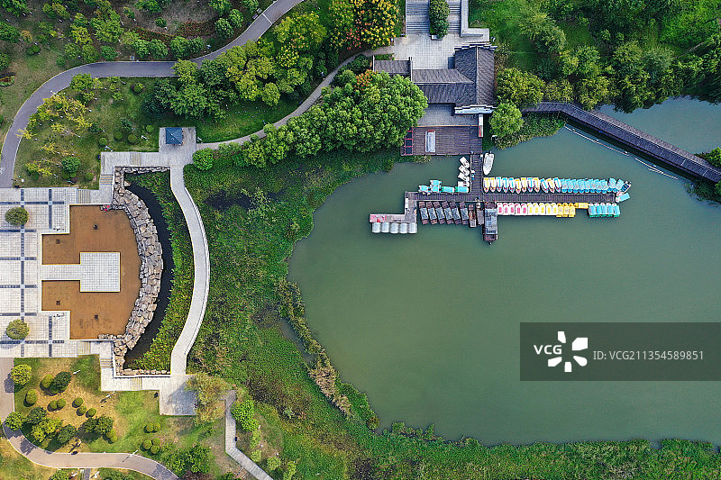 湖南省湘潭市雨湖区九华湖中华德文化公园航拍图片素材