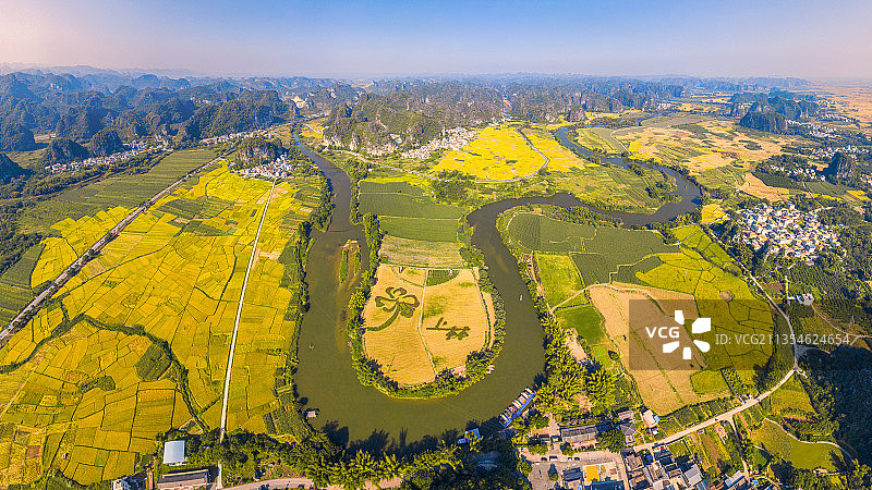 广西山水稻田图片素材