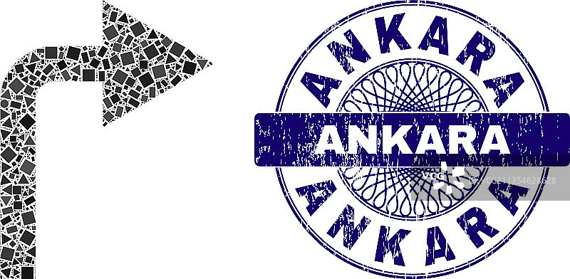 橡胶安卡拉印章和几何右转马赛克图片素材