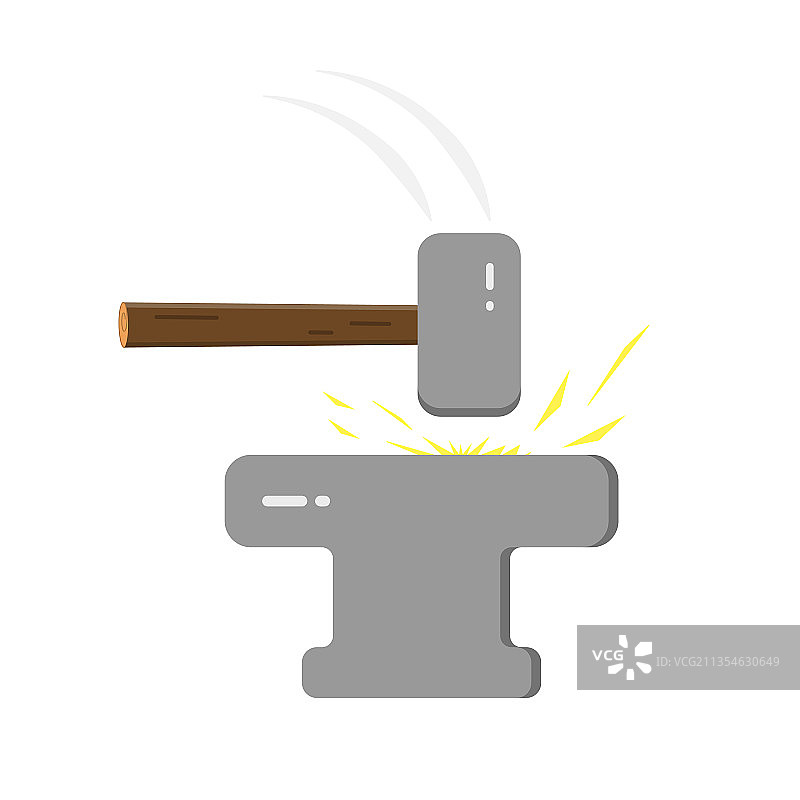 卡通风格的铁锤铁砧图片素材