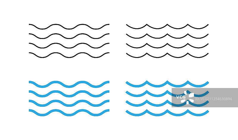 海浪图标集：水logo线条海洋符号图片素材