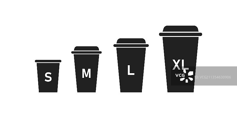 咖啡杯尺寸图标集纸质咖啡馆设计标志图片素材