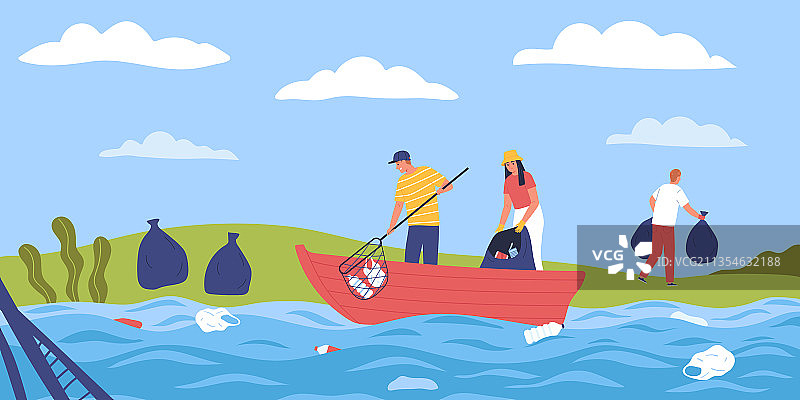 水垃圾收集场景图片素材