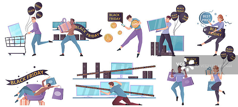 黑色星期五促销扁平风格素材图片素材