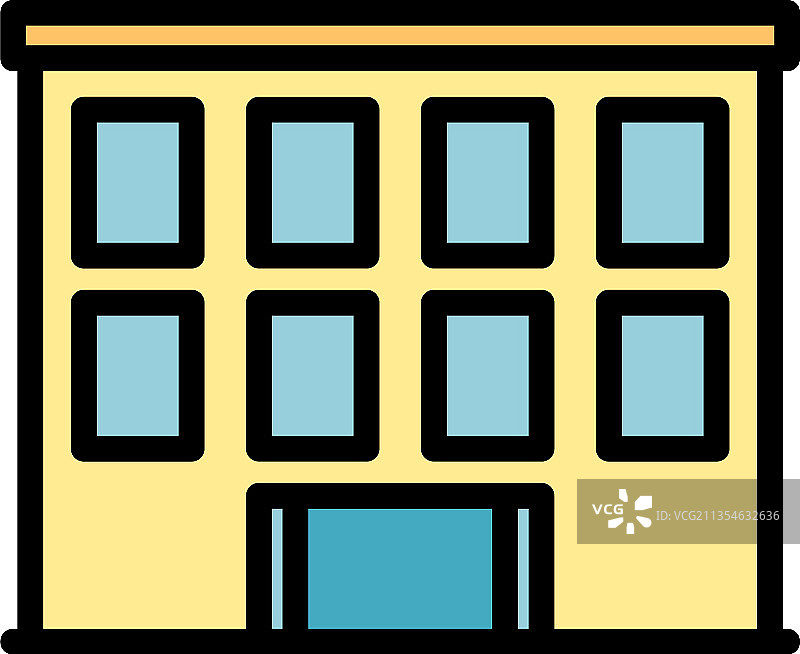 正面校园图标彩色轮廓图片素材