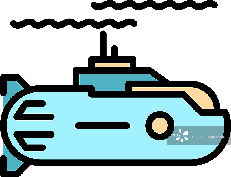 核潜艇彩色轮廓图标图片素材
