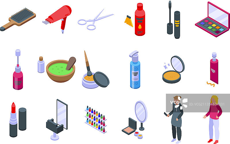 美妆店等距图标集图片素材