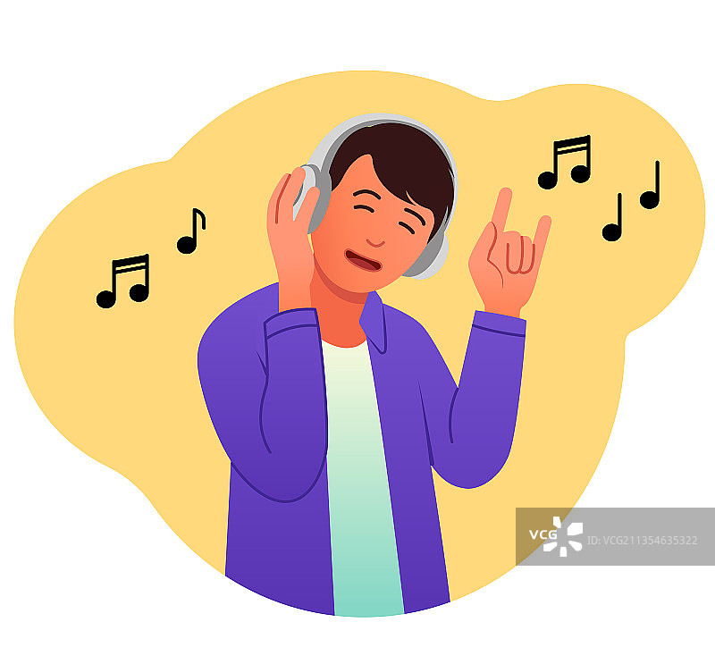 男人听摇滚乐图片素材
