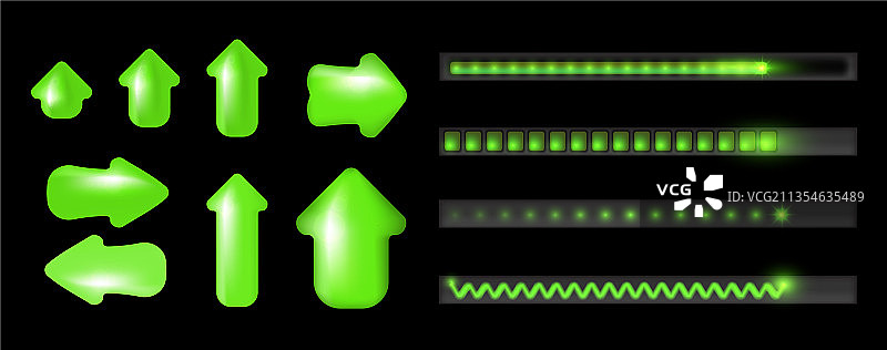 霓虹灯下载进度加载条和箭头图片素材