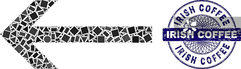爱尔兰咖啡纹理印章和几何箭头图片素材