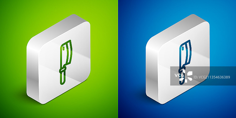 绿色背景上的2.5D线条切肉刀图标图片素材