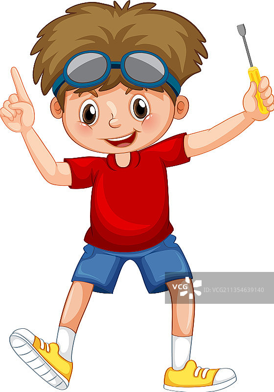 手持螺丝刀的男孩图片素材